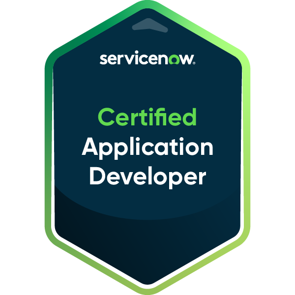 ServiceNow Certified Application Developer badge
