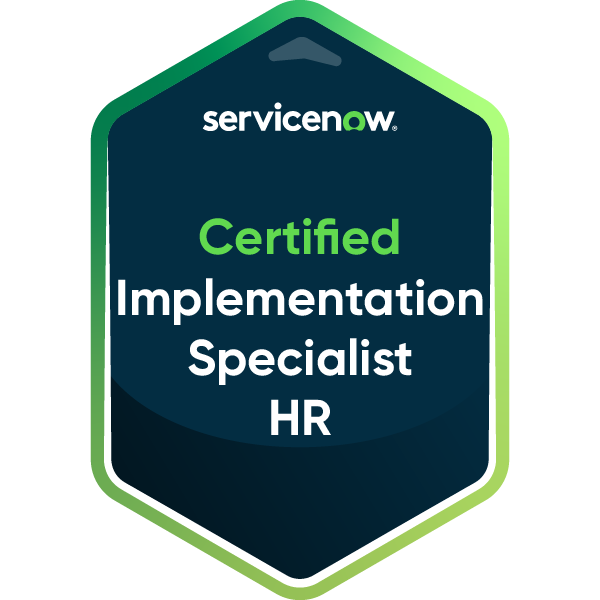 ServiceNow Certified Implementation Specialist Human Resources badge