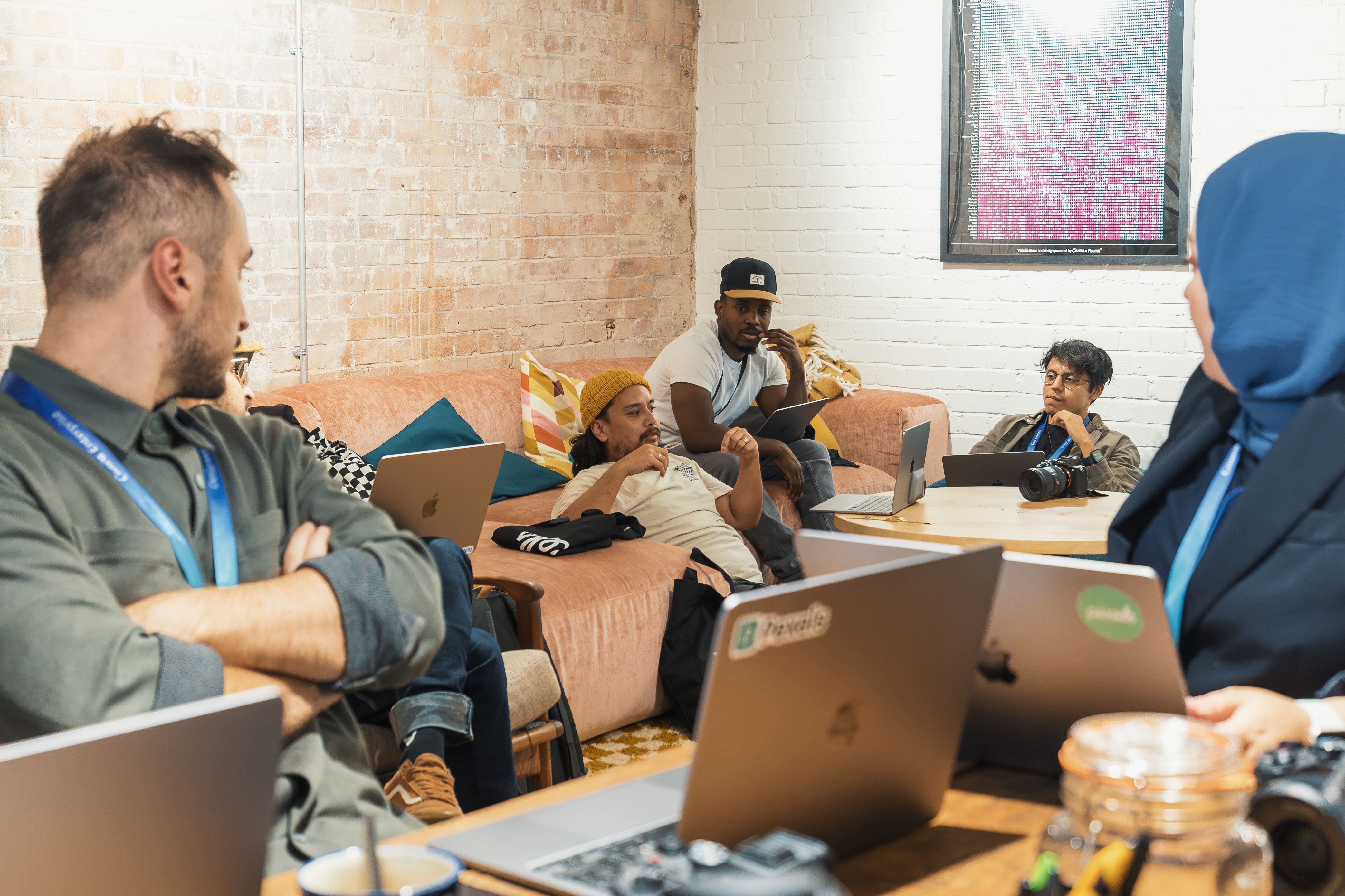 Team collaborating in a modern office
